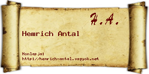 Hemrich Antal névjegykártya